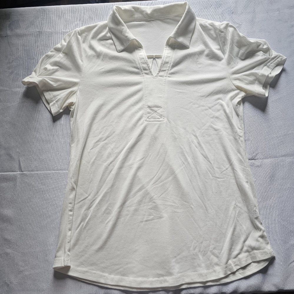 Zhenwei Womens White Collared Short Sleeve  Blouse Size Medium